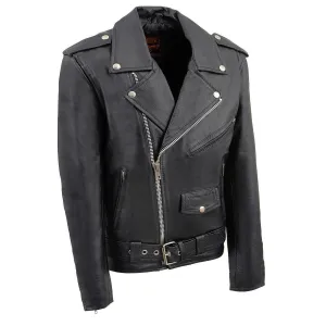 Milwaukee Leather Youth Size Classic Style Black Police Biker Leather Jacket LKY1950