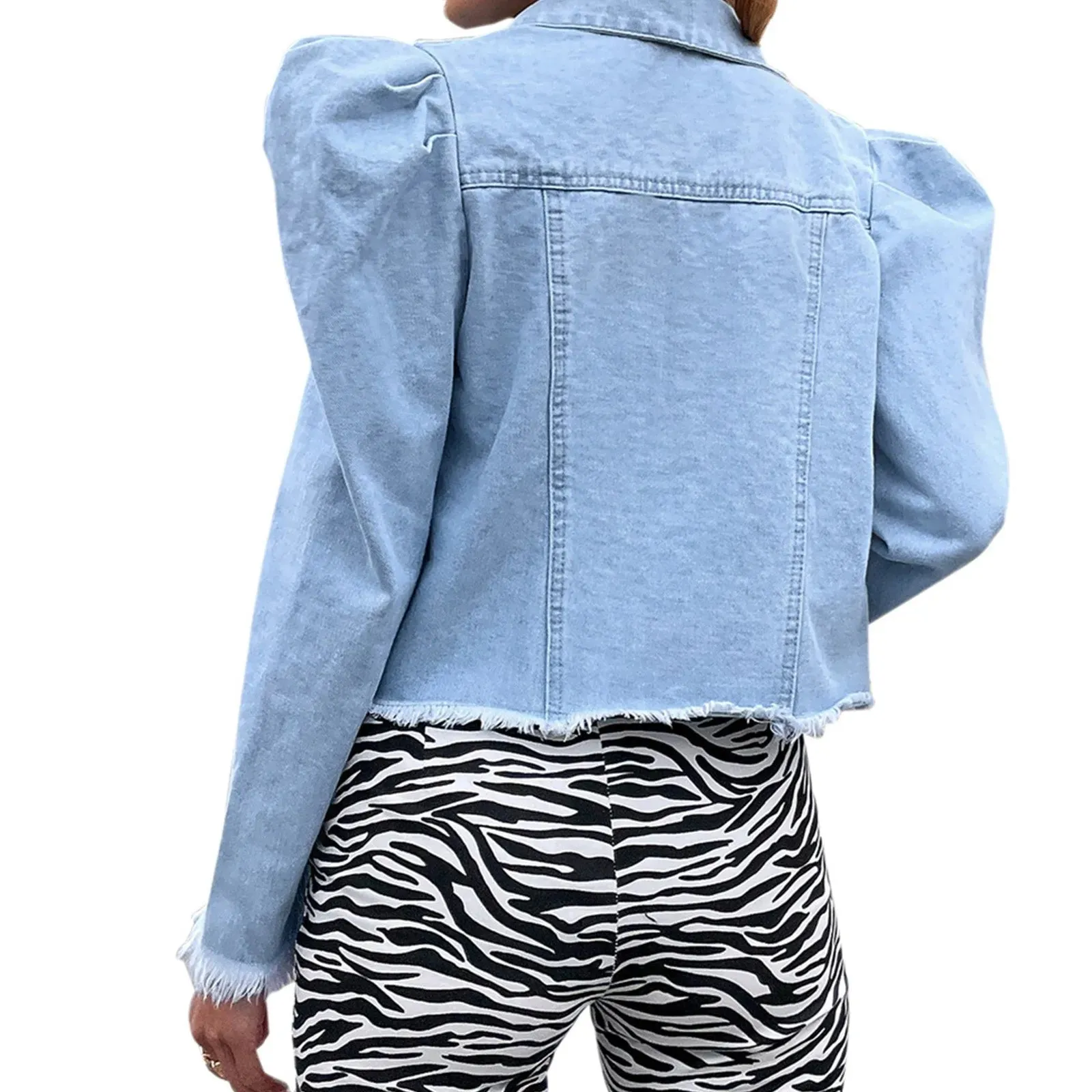 Plus Size High Street Style Denim Winter Jacket with Turn Down Collar