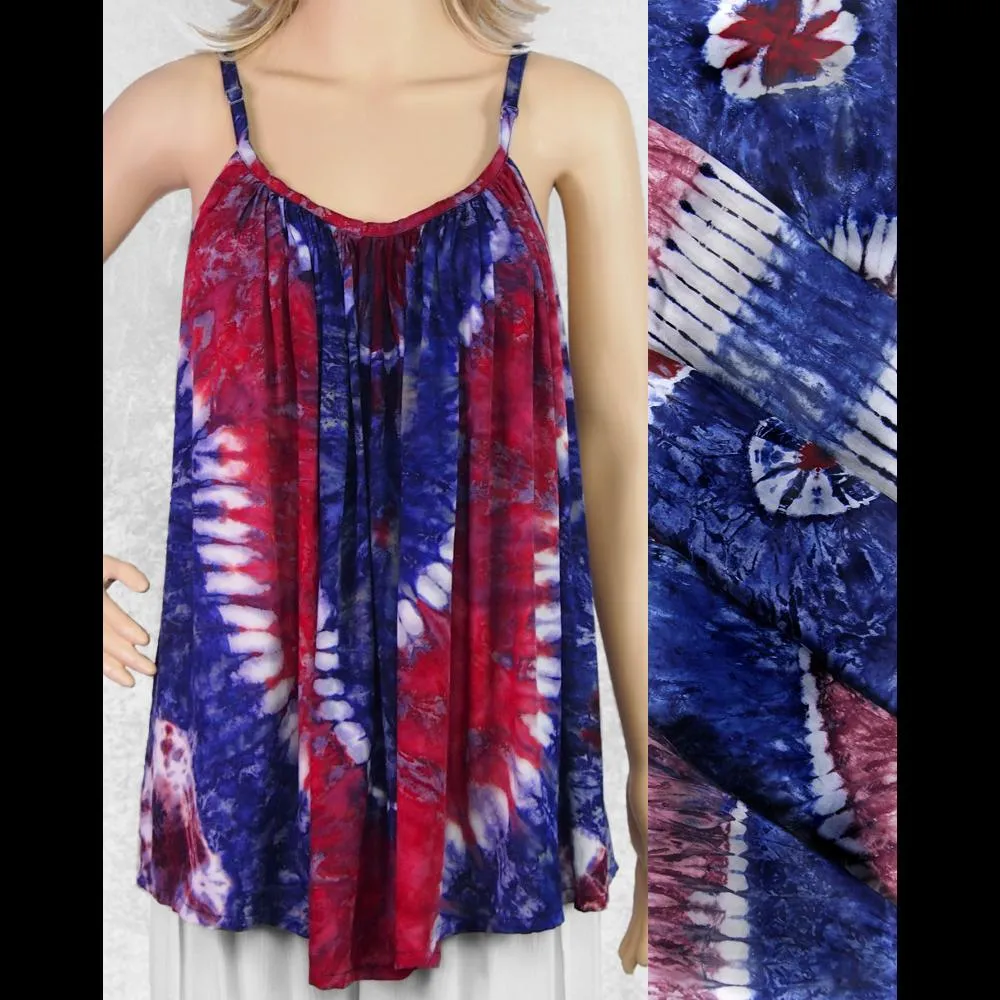 Red, White and Blue Tie-Dye Cami Top