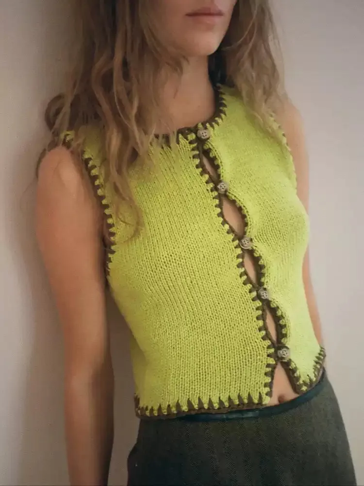 Sage Knitted Vest Top