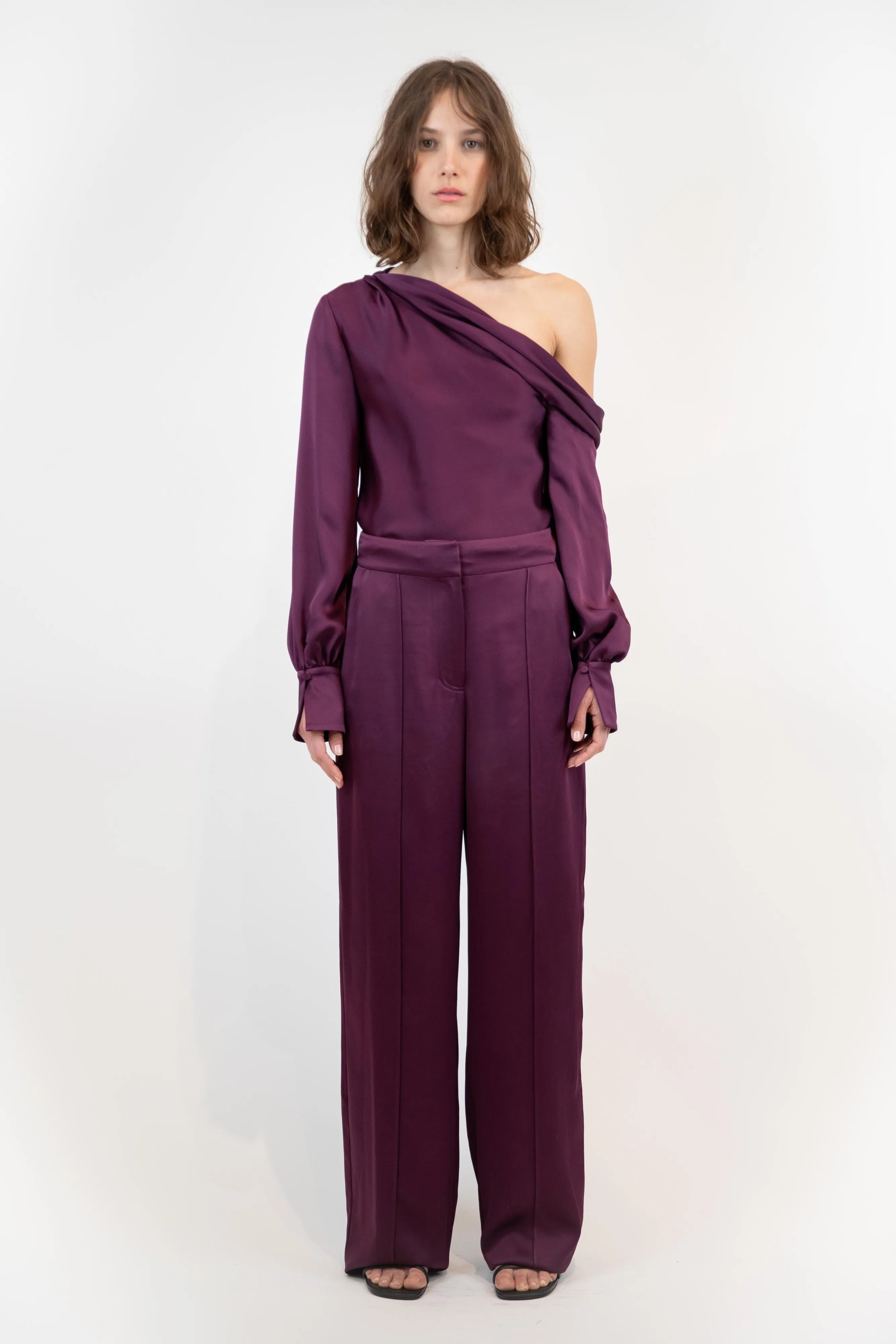 SIMKHAI - Kyra Wide Leg Pant in Acai