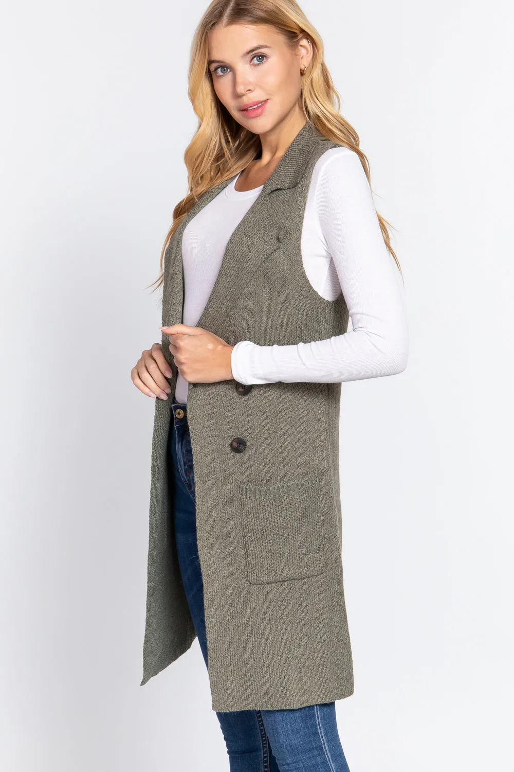 Sleeveless Long Sweater Vest -10 colors