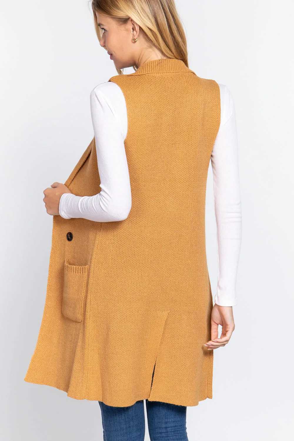 Sleeveless Long Sweater Vest -10 colors