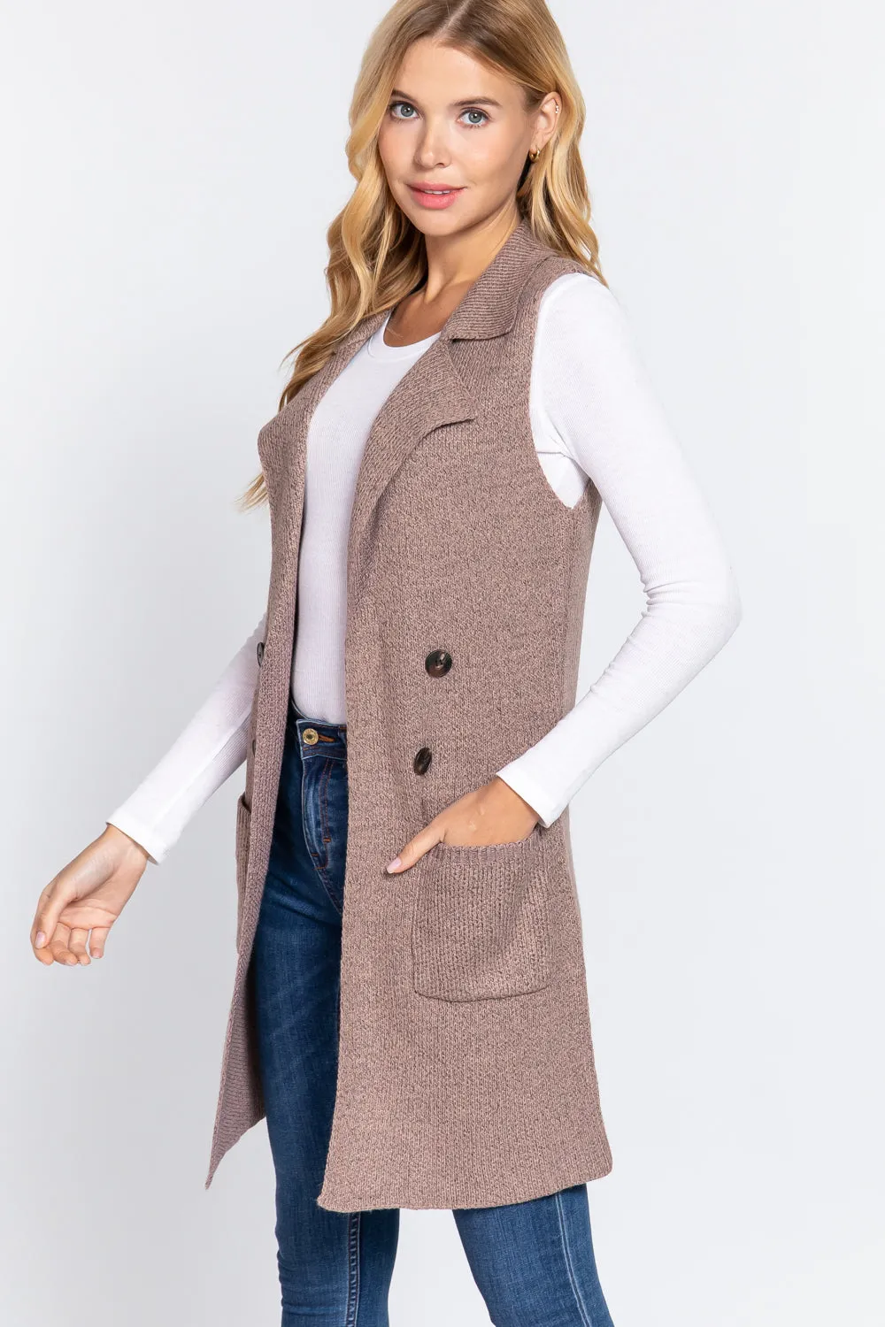 Sleeveless Long Sweater Vest -10 colors