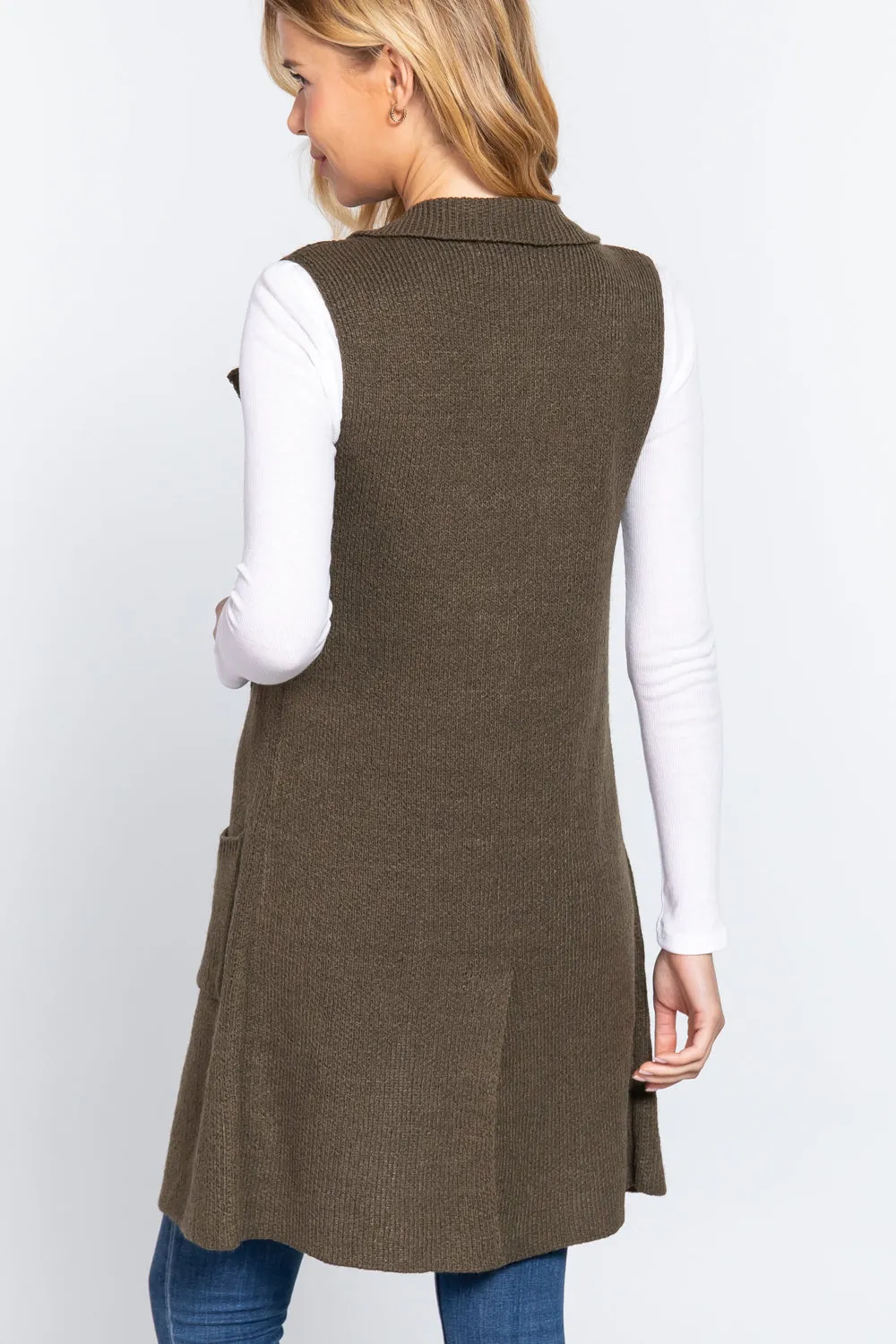 Sleeveless Long Sweater Vest -10 colors