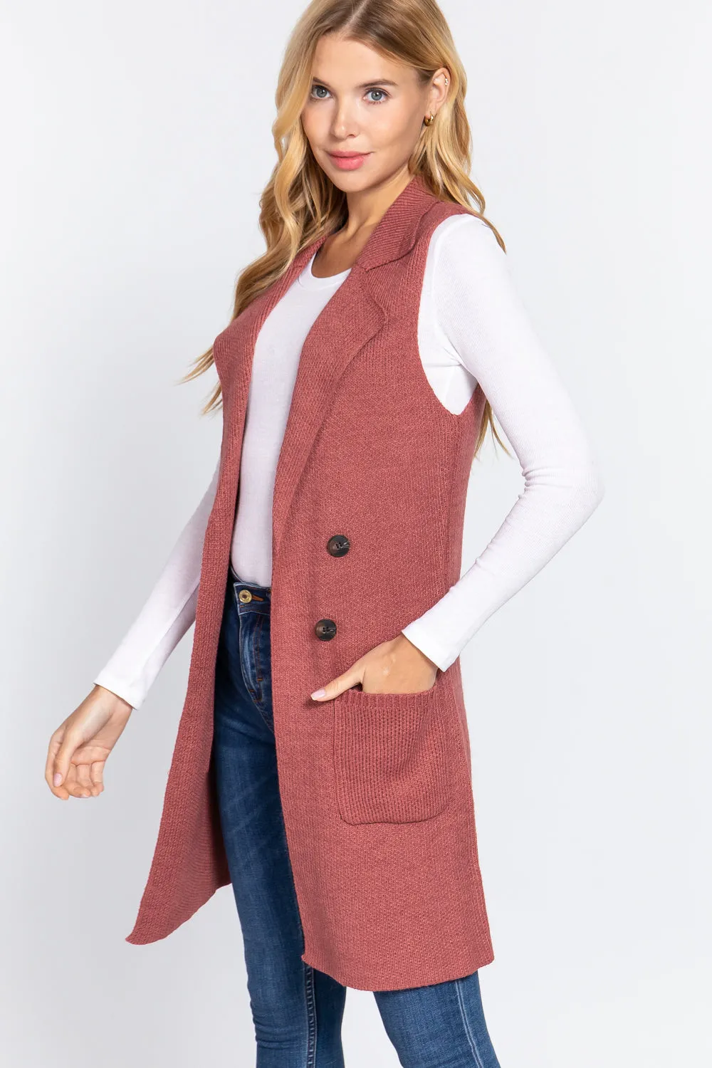 Sleeveless Long Sweater Vest -10 colors