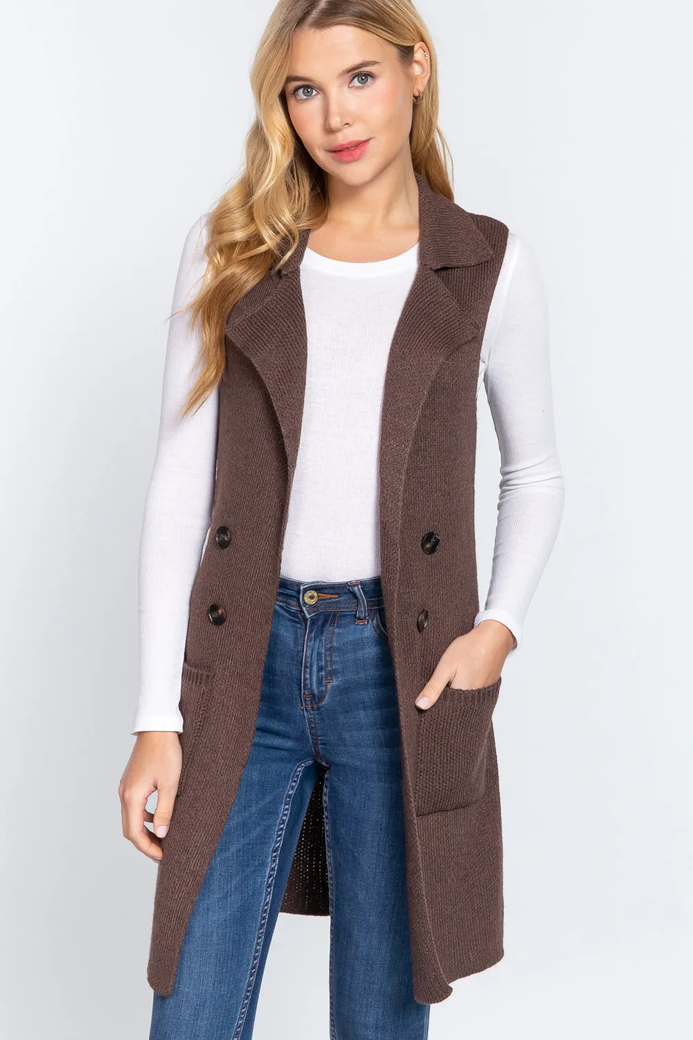 Sleeveless Long Sweater Vest -10 colors