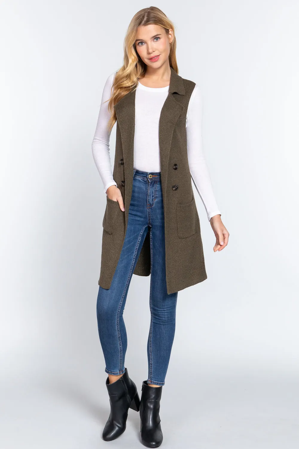 Sleeveless Long Sweater Vest -10 colors