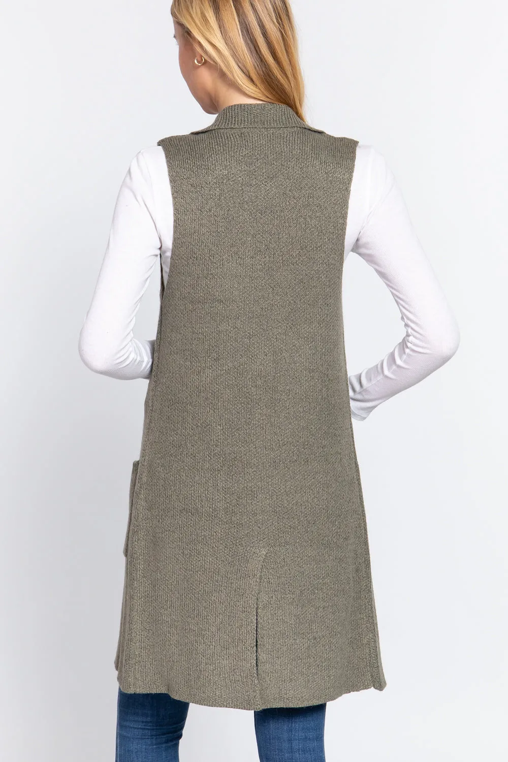 Sleeveless Long Sweater Vest -10 colors