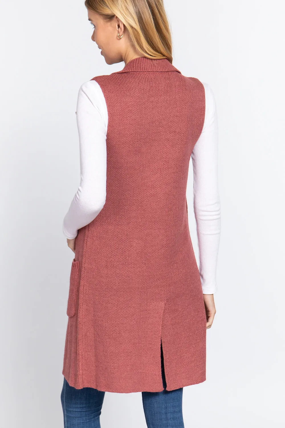 Sleeveless Long Sweater Vest -10 colors