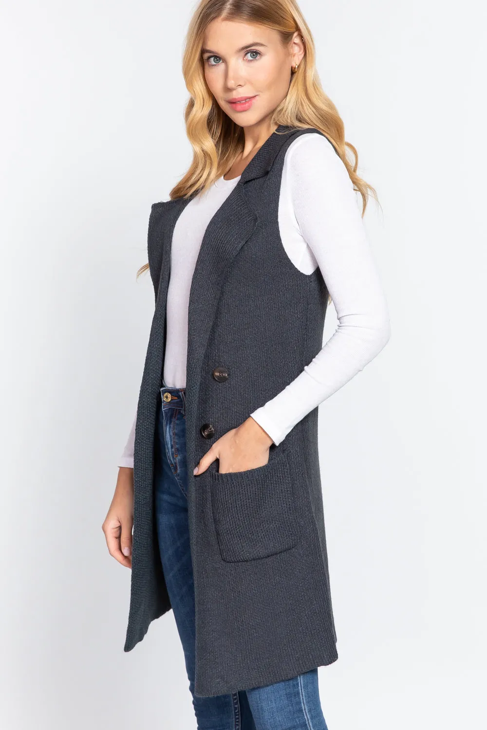 Sleeveless Long Sweater Vest -10 colors