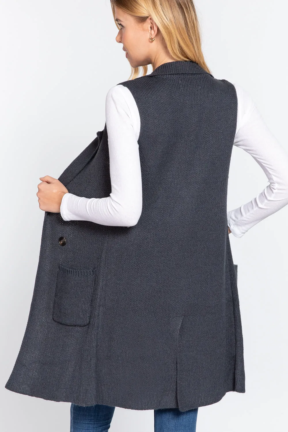 Sleeveless Long Sweater Vest -10 colors