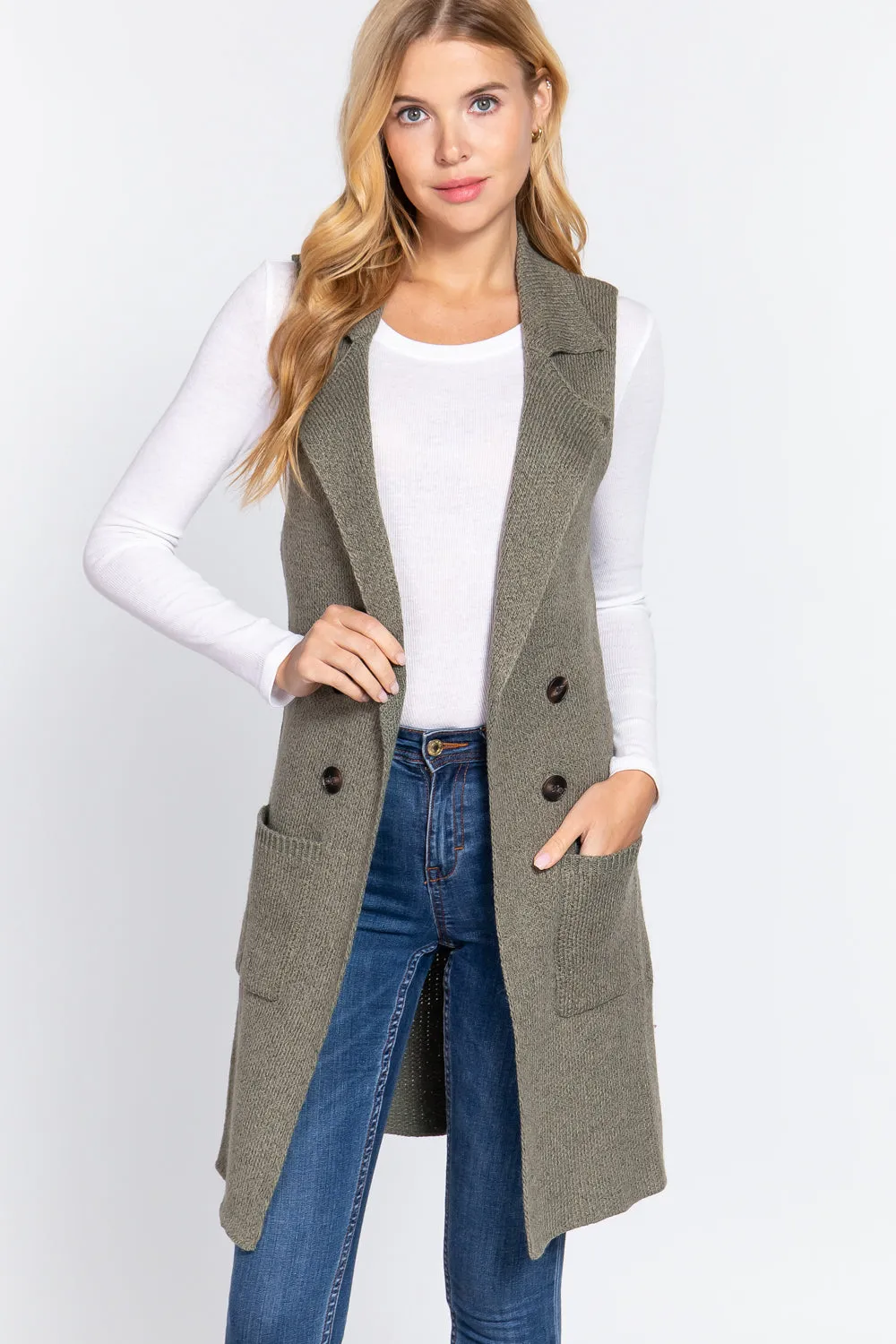 Sleeveless Long Sweater Vest -10 colors