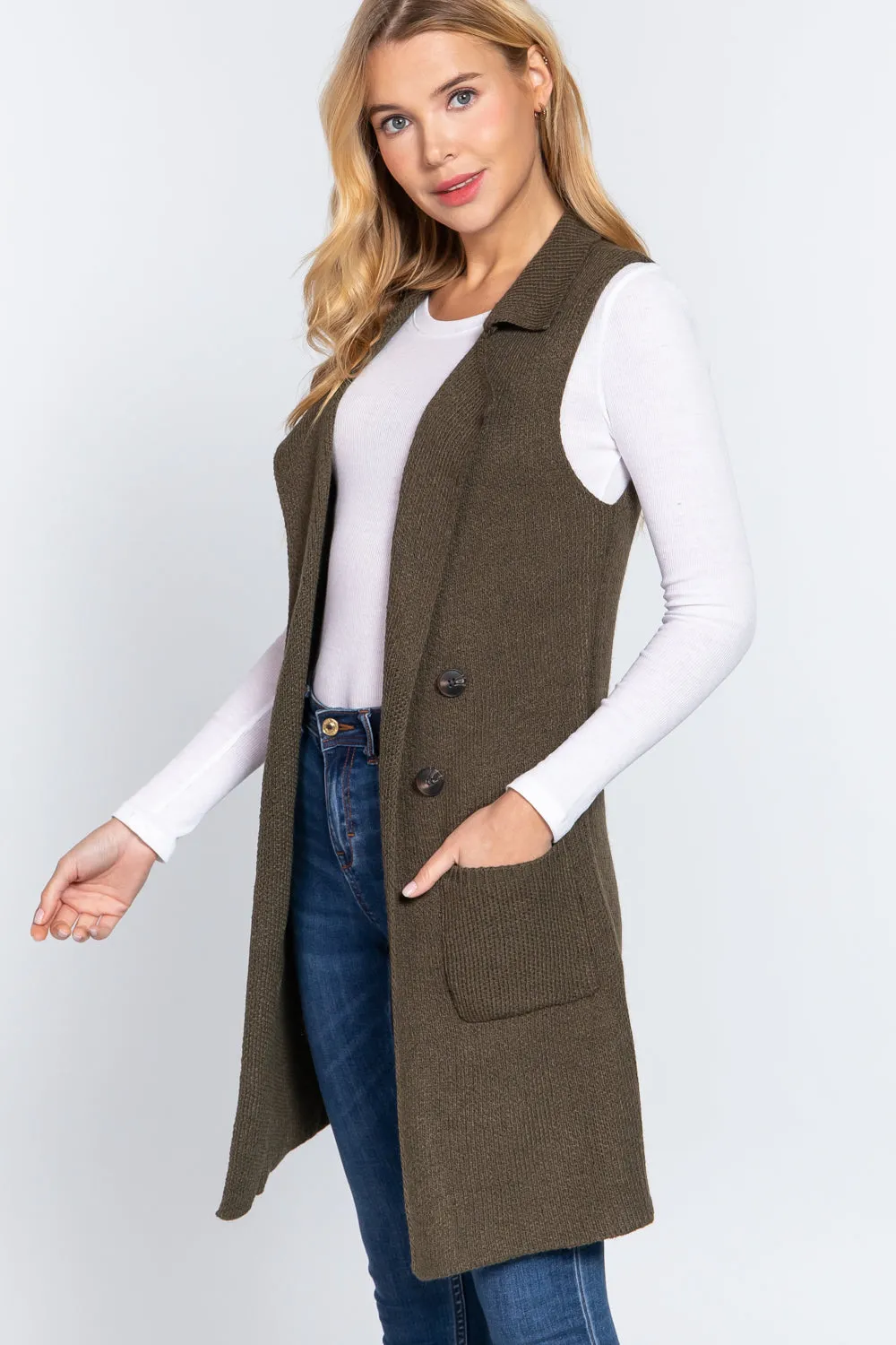 Sleeveless Long Sweater Vest -10 colors