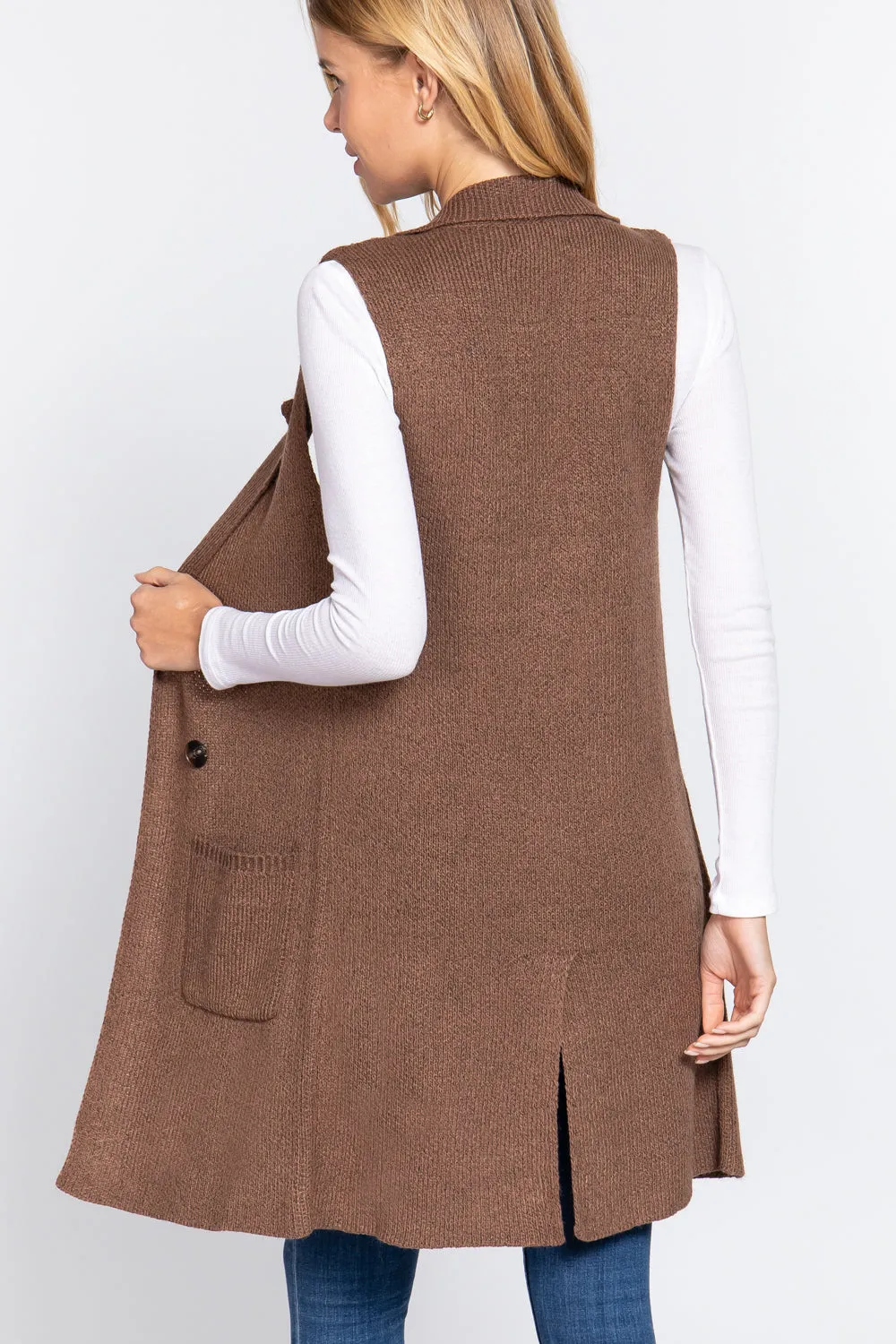 Sleeveless Long Sweater Vest -10 colors