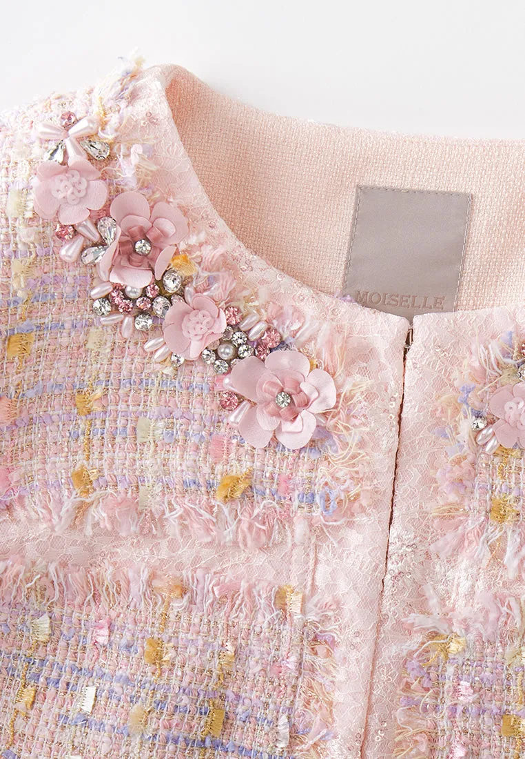 Structured 3D Flowers Sequin-detail Jacket