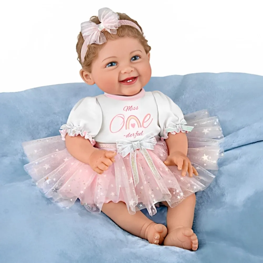 The Ashton-Drake Galleries Little Miss One-derful Collector's Edition Baby Doll by Master Doll Artist Ping Lau with RealTouch® Vinyl Skin, Hand-rooted Hair, Poseable 18.5-inches