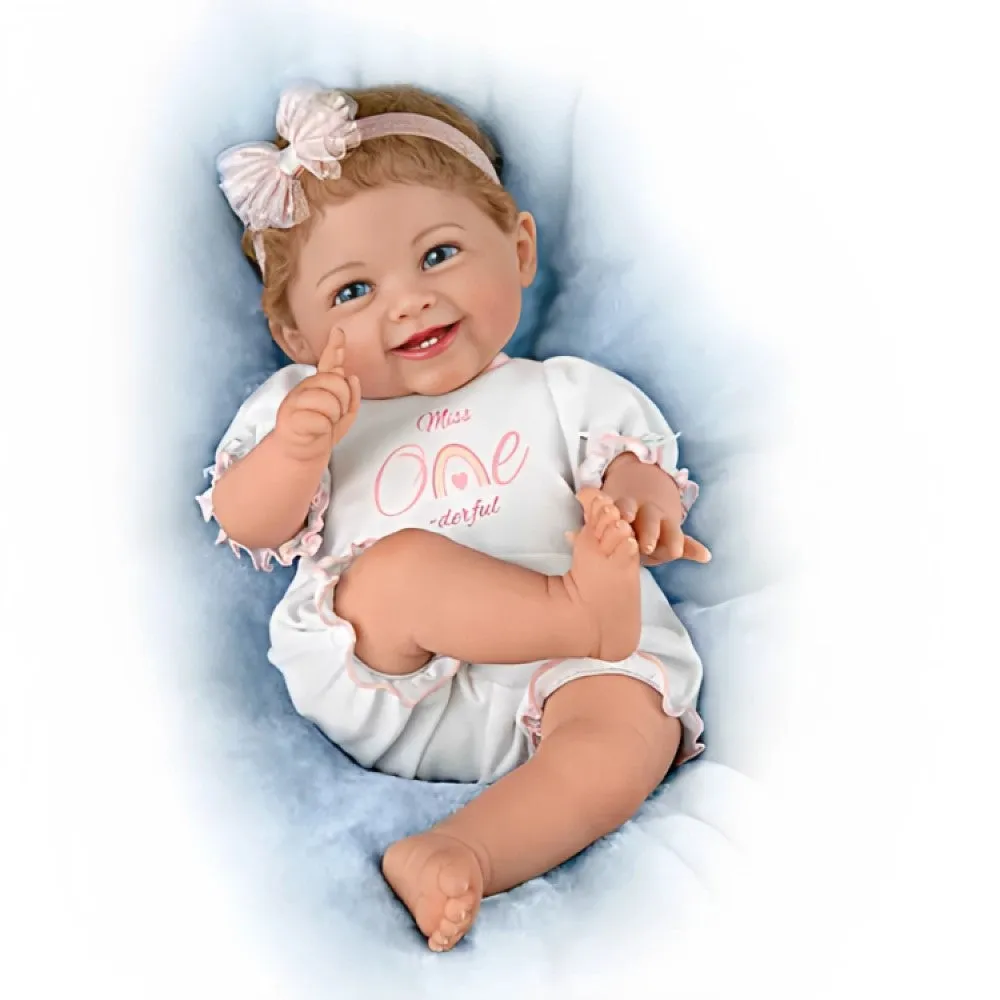 The Ashton-Drake Galleries Little Miss One-derful Collector's Edition Baby Doll by Master Doll Artist Ping Lau with RealTouch® Vinyl Skin, Hand-rooted Hair, Poseable 18.5-inches