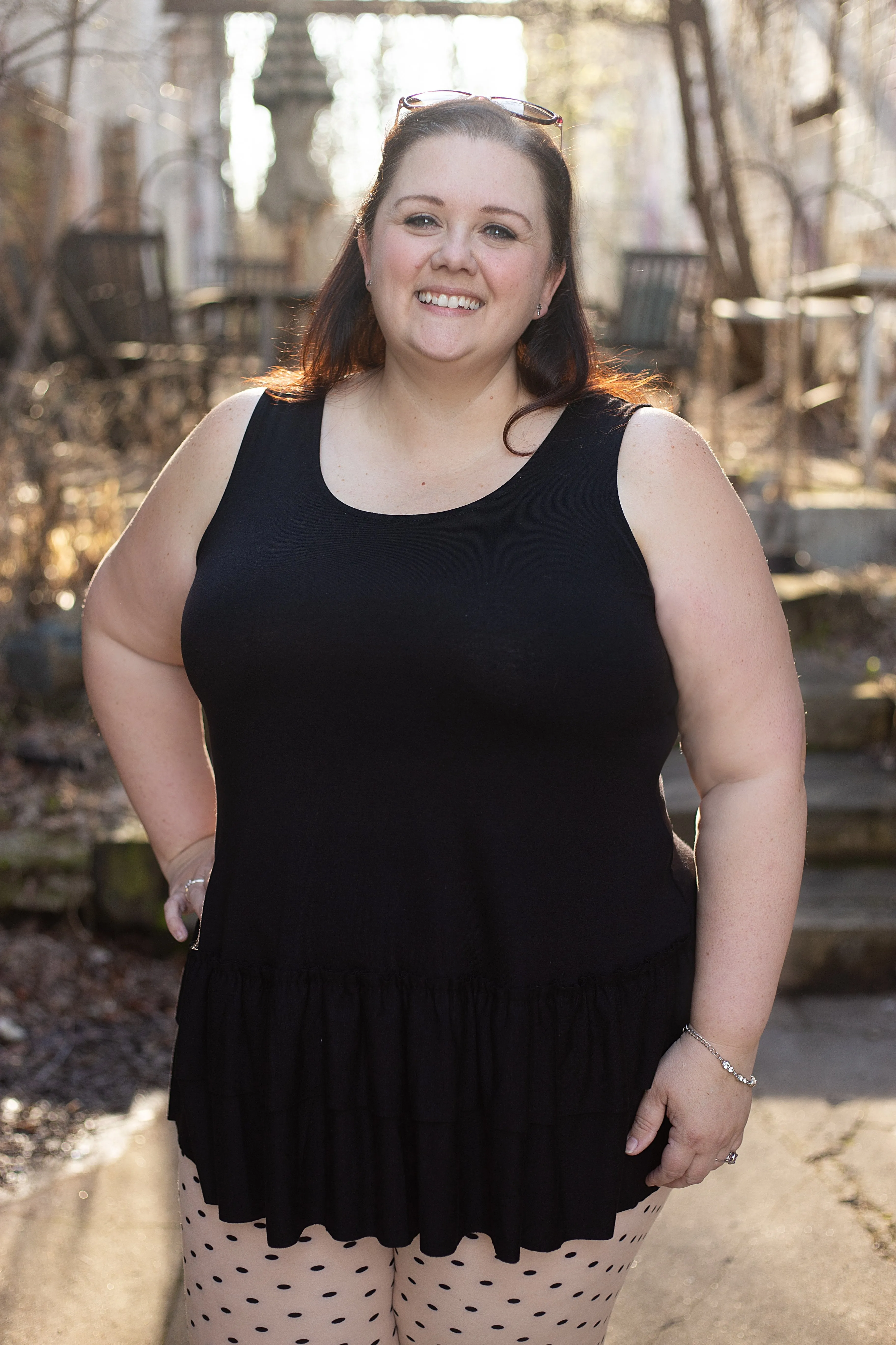 Tiffany Sleeveless Black Ruffle Top