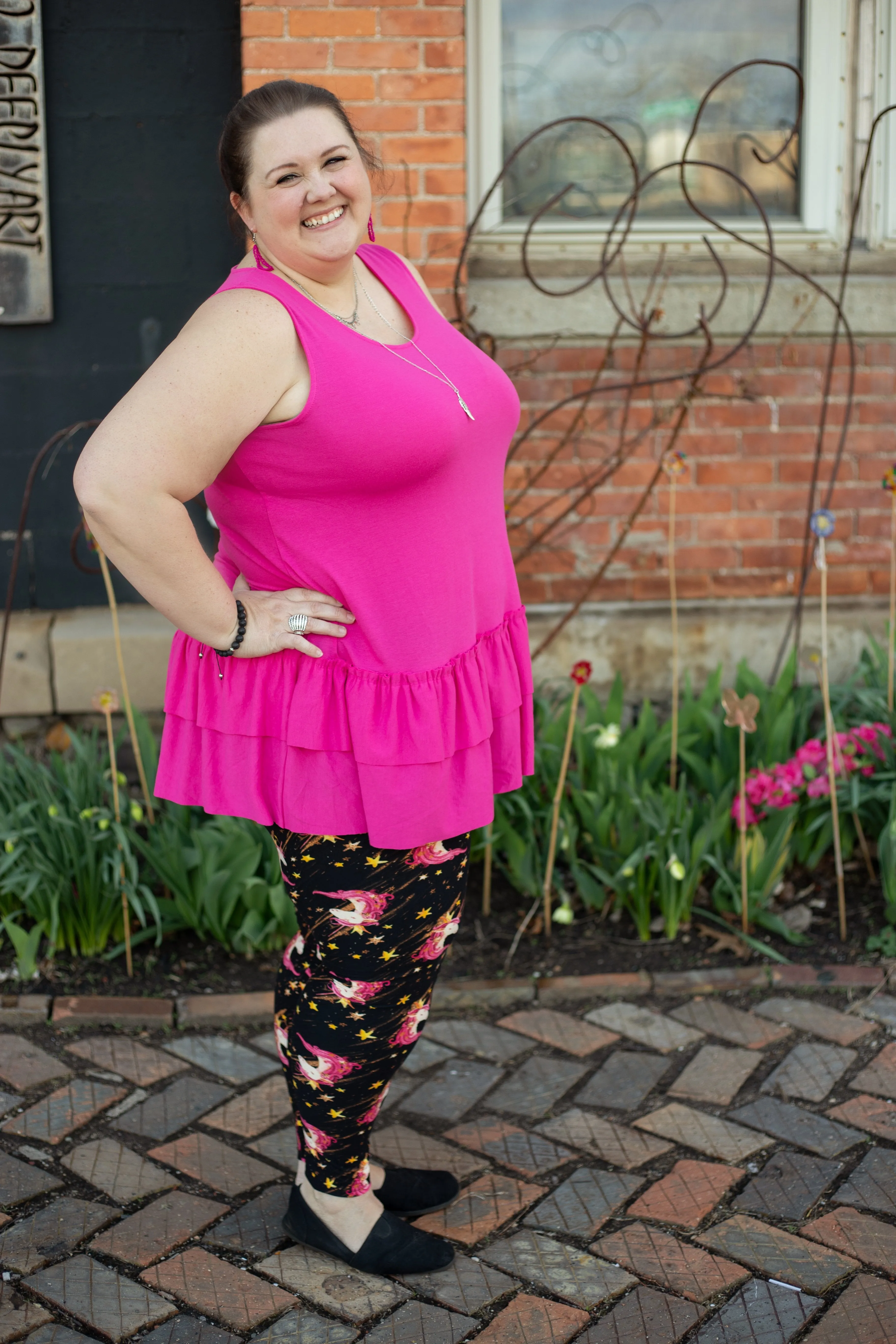 Tiffany Sleeveless Hot Pink Ruffle Top