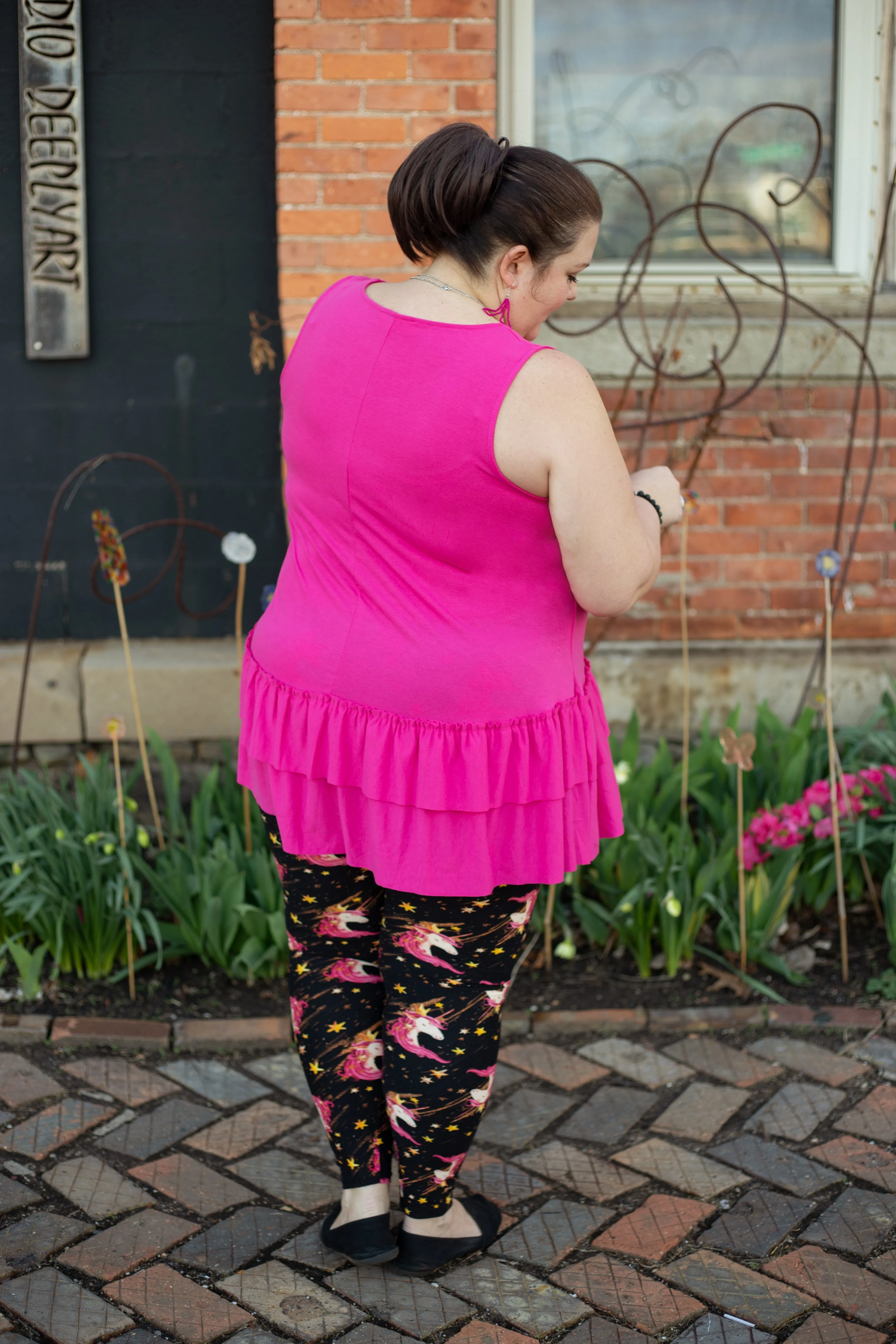 Tiffany Sleeveless Hot Pink Ruffle Top