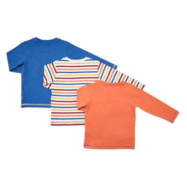 Toddler Long-Sleeved Tops - Pack Of 3 (Orange)