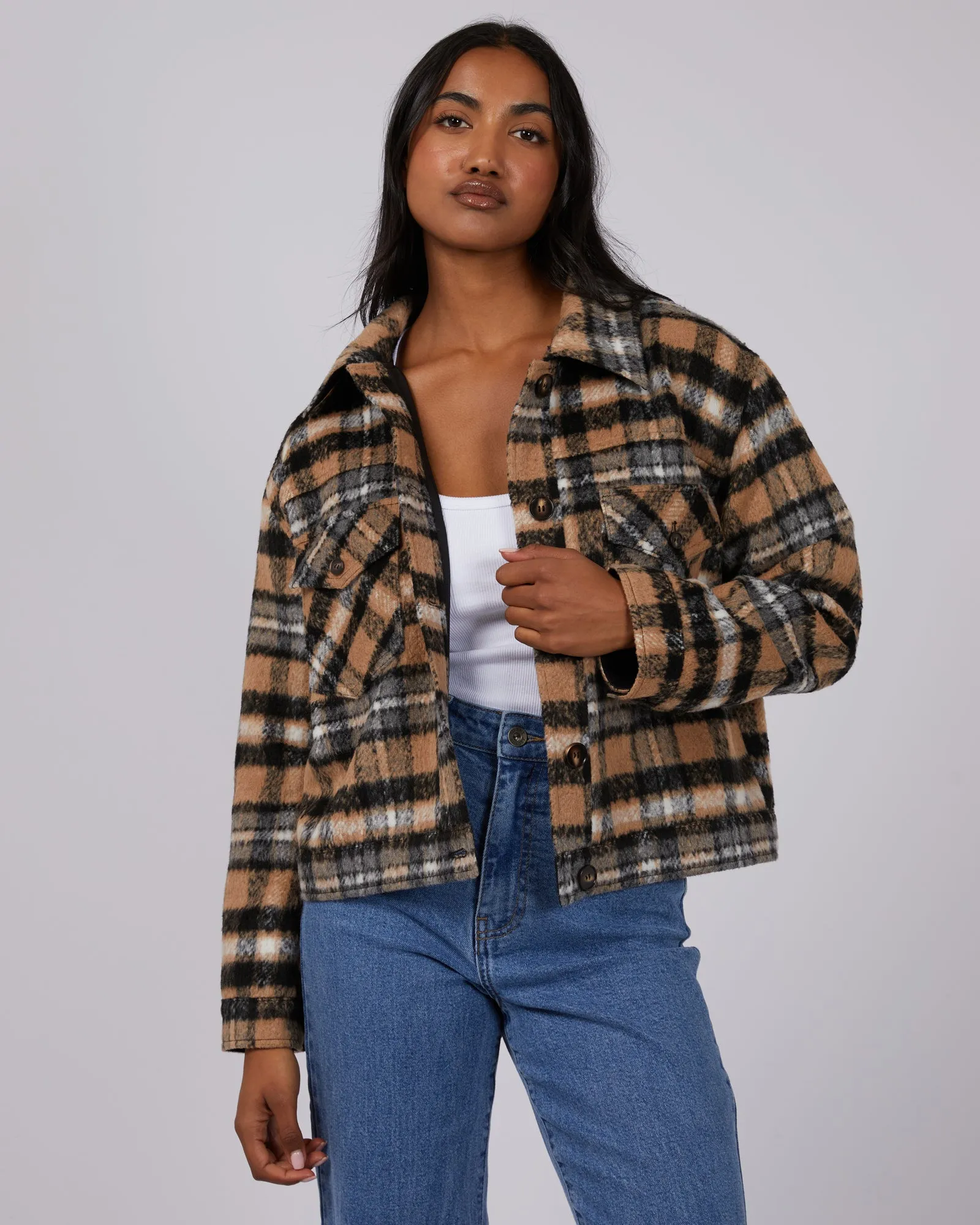 Viannah Cropped Jacket Check