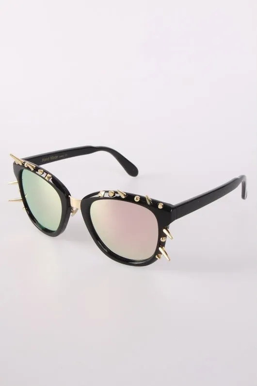 Vintage Retro Spike Detail Tinted Sunglasses