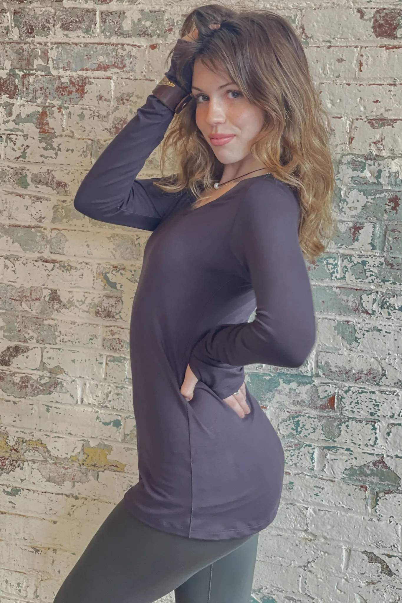 VNECK long sleeve tunic shirt