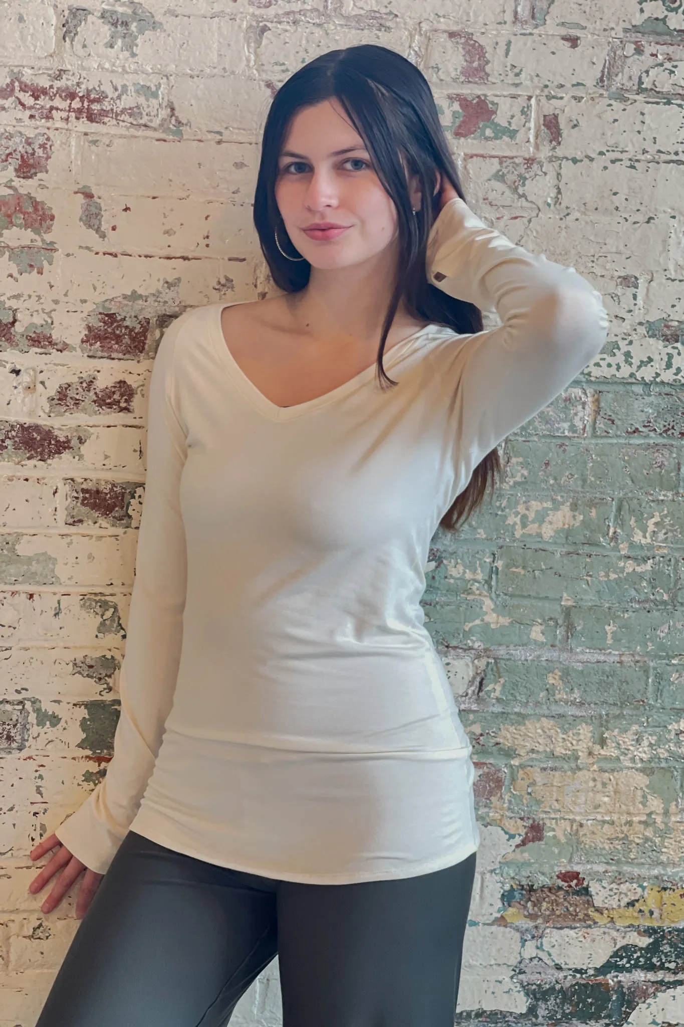 VNECK long sleeve tunic shirt