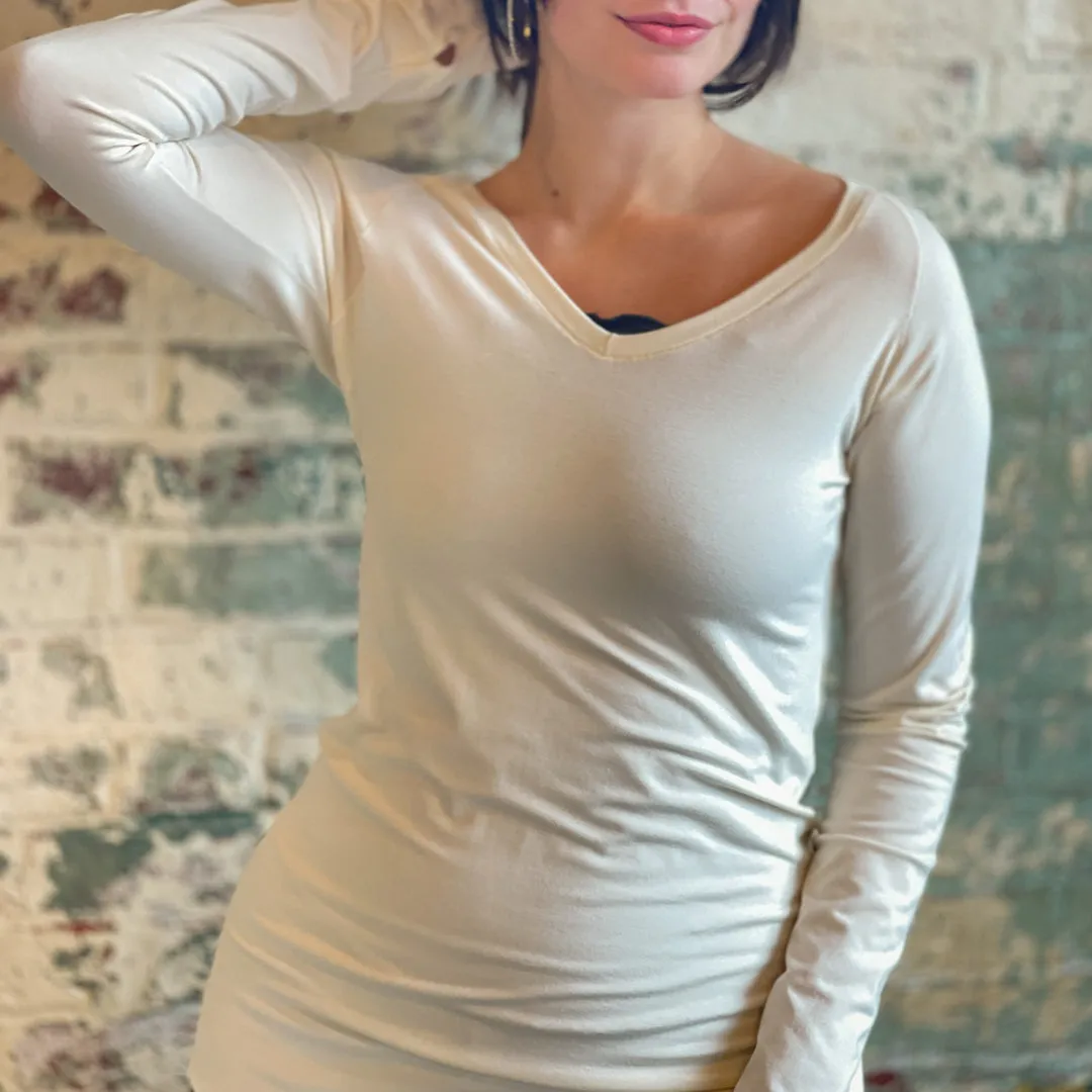 VNECK long sleeve tunic shirt