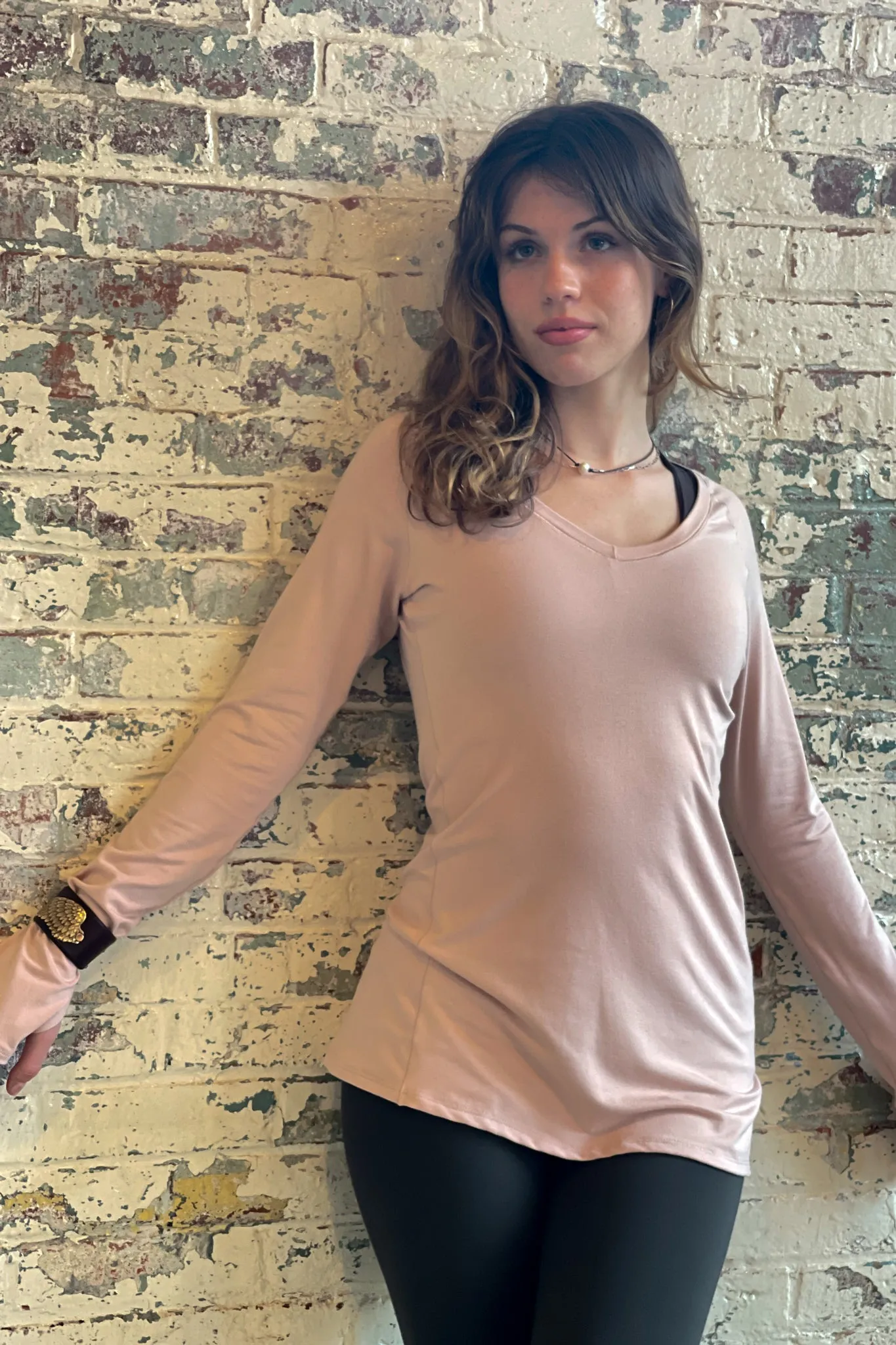 VNECK long sleeve tunic shirt