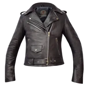 Warrior Gears® Brando Style Ladies Leather Motorcycle Jacket -Black