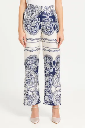 Women White Printed Trousers