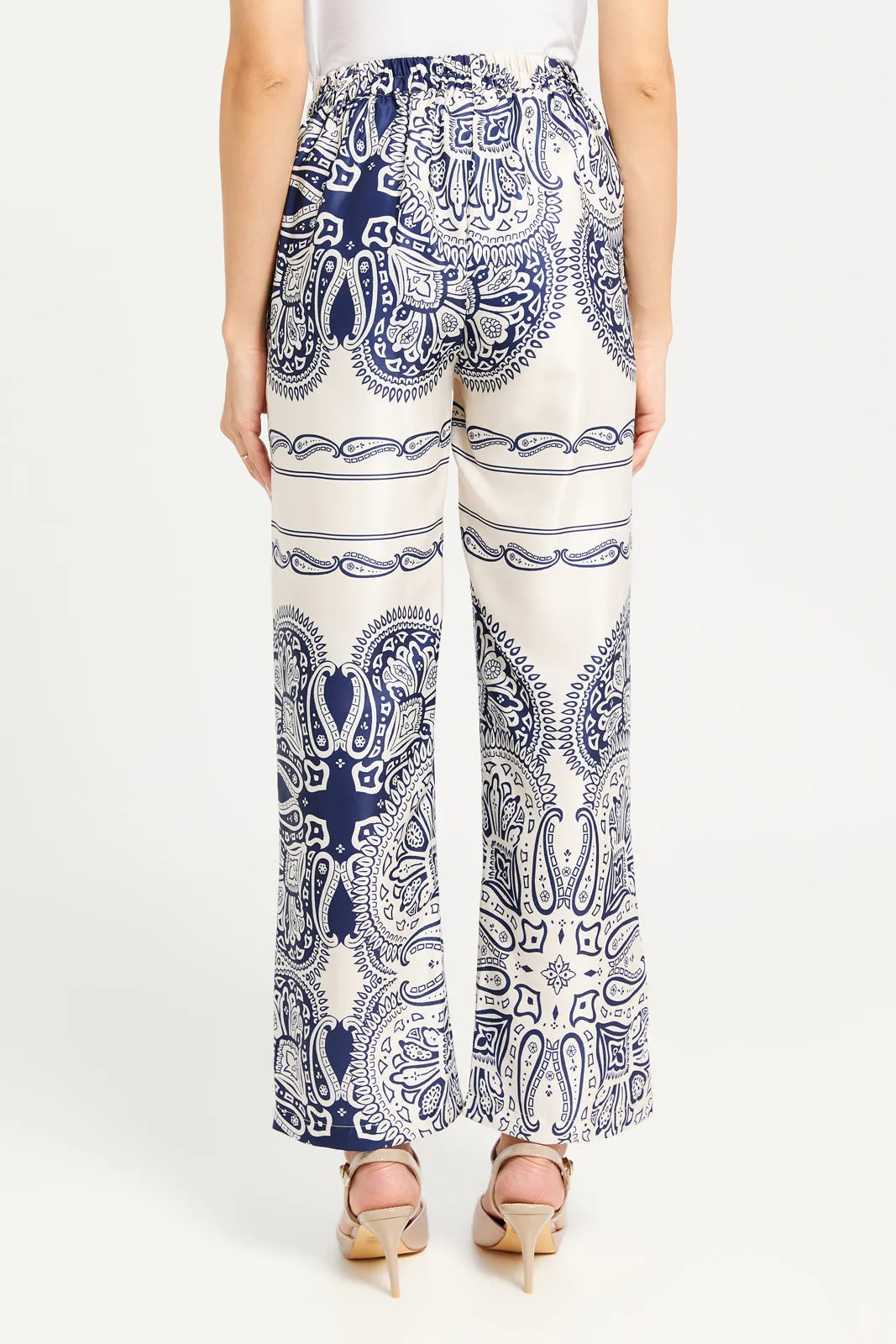 Women White Printed Trousers