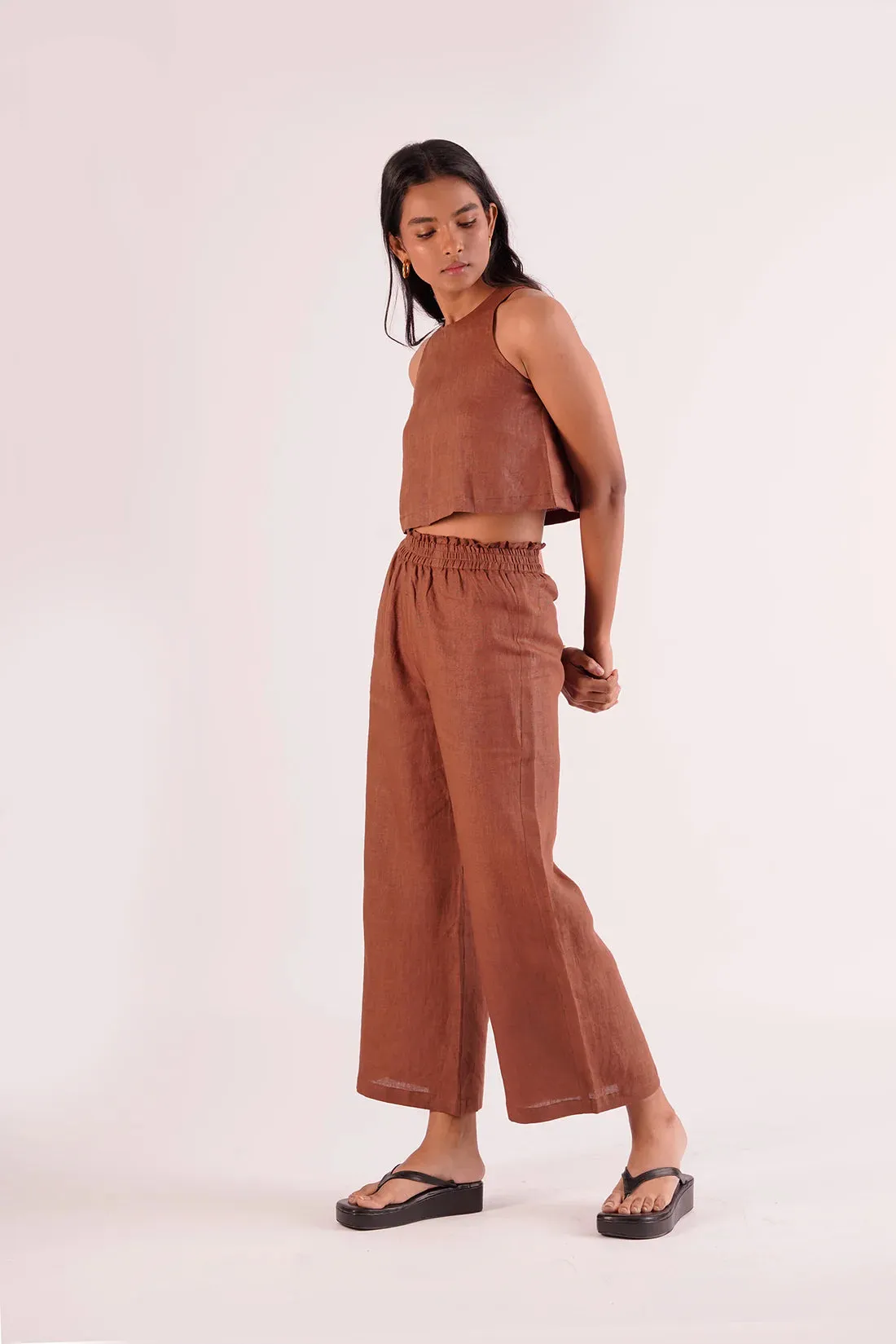 Women's Classic Linen pant & Crop top Co-ord set