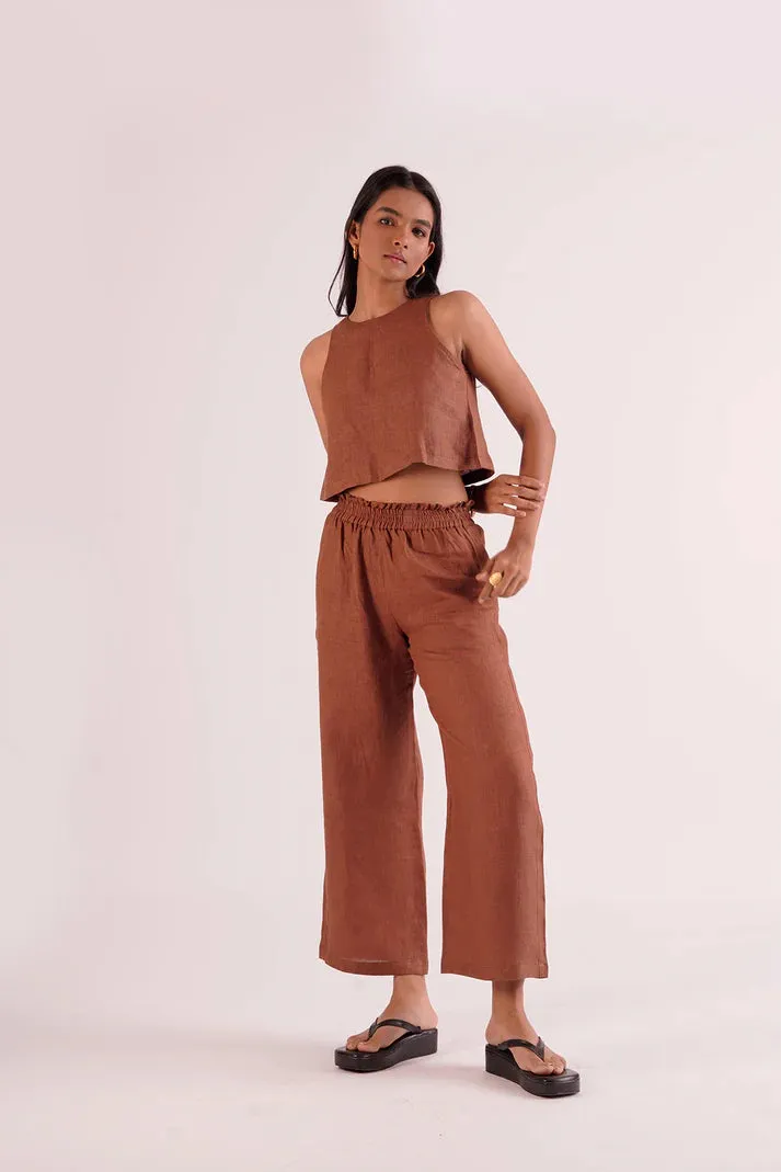 Women's Classic Linen pant & Crop top Co-ord set