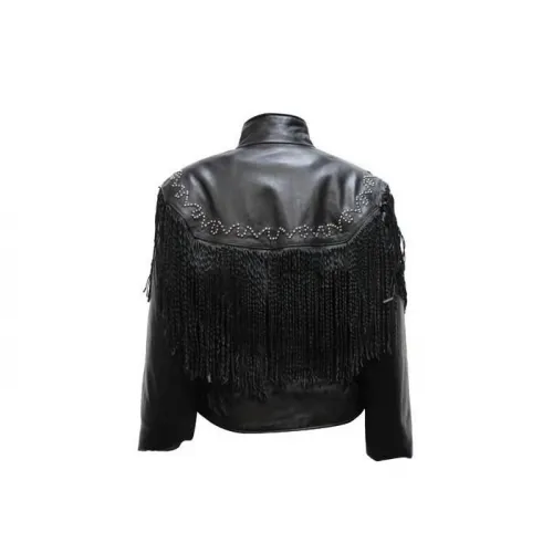 Women's Leather Jacket With Racer Style Collar, LJ256-DL